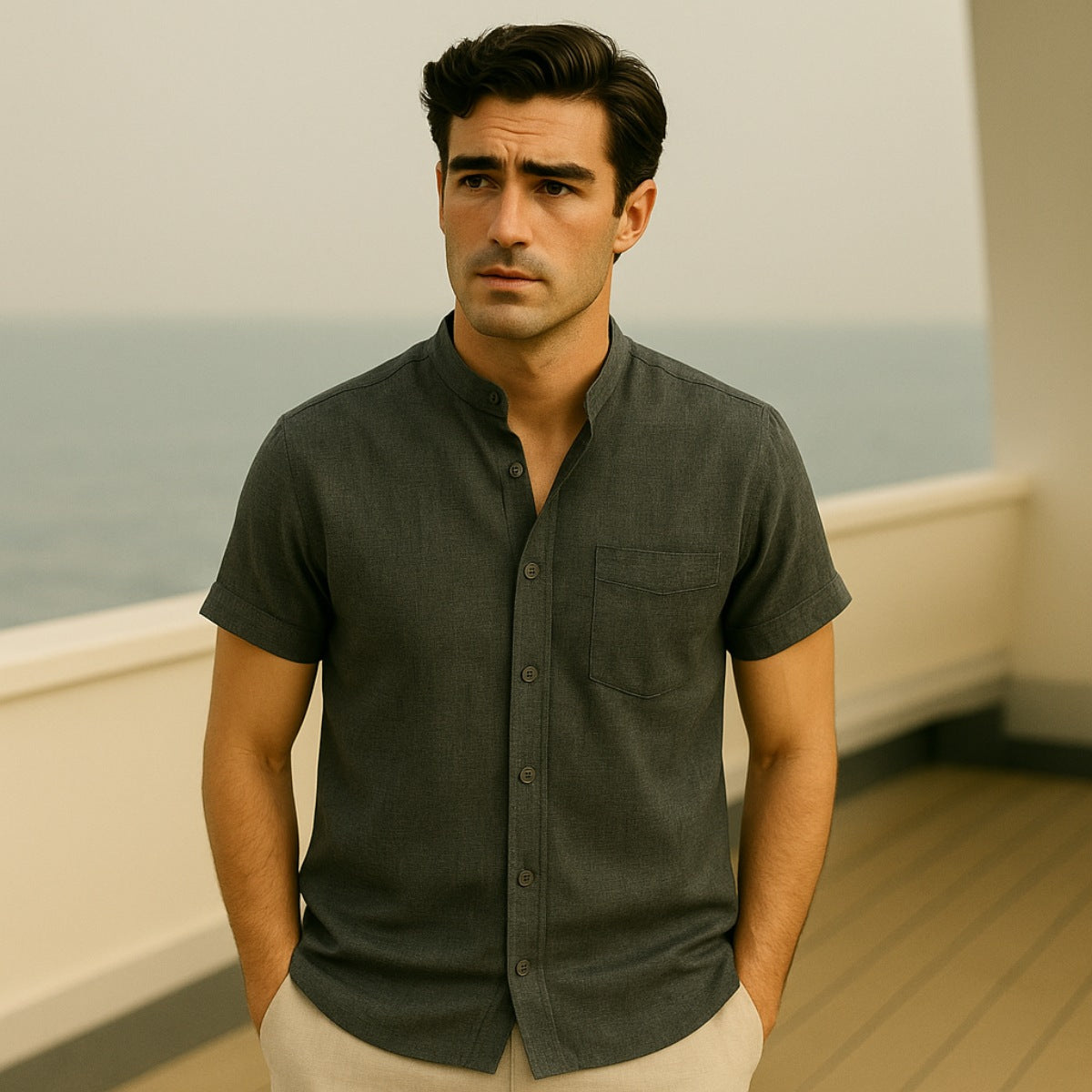 Camisa Casual Cuello Mao Beaumont para Hombre