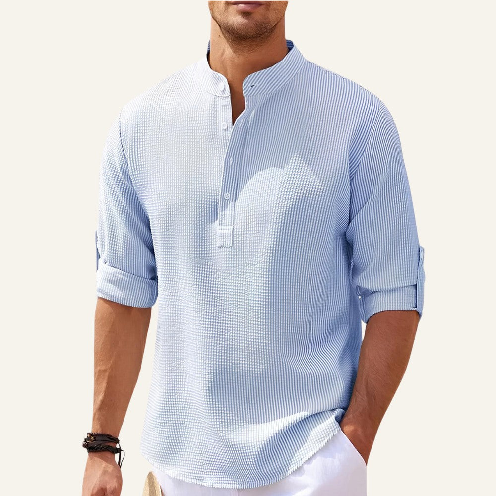 Camisa de Cuello Mao para Hombre Old Money Ascot