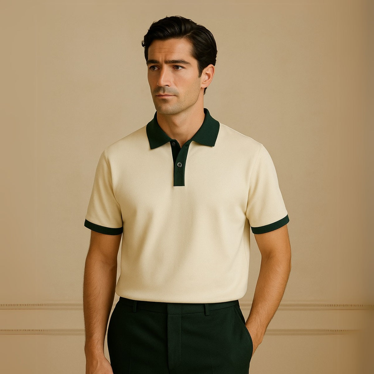 Camisa Polo Lisa de Algodón para Hombre Old Money Vittore