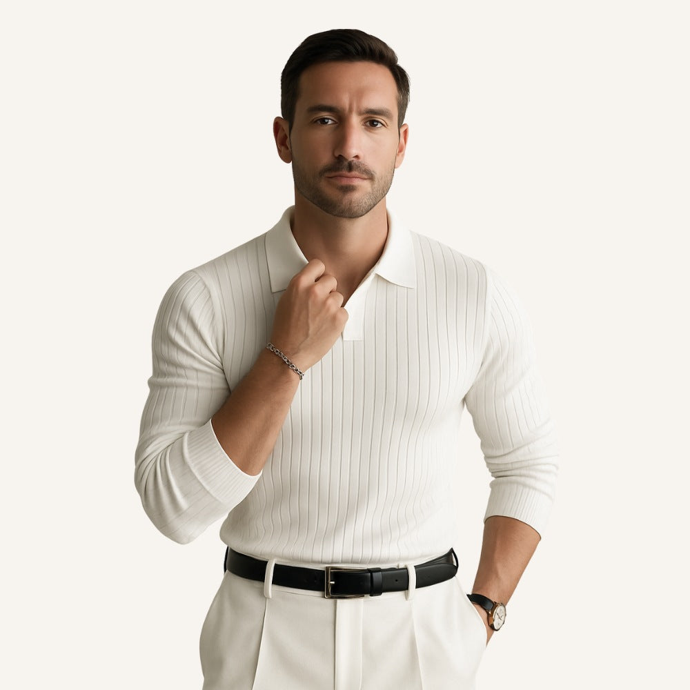 Polo de Canalé de Manga Larga Nazionale para Hombre