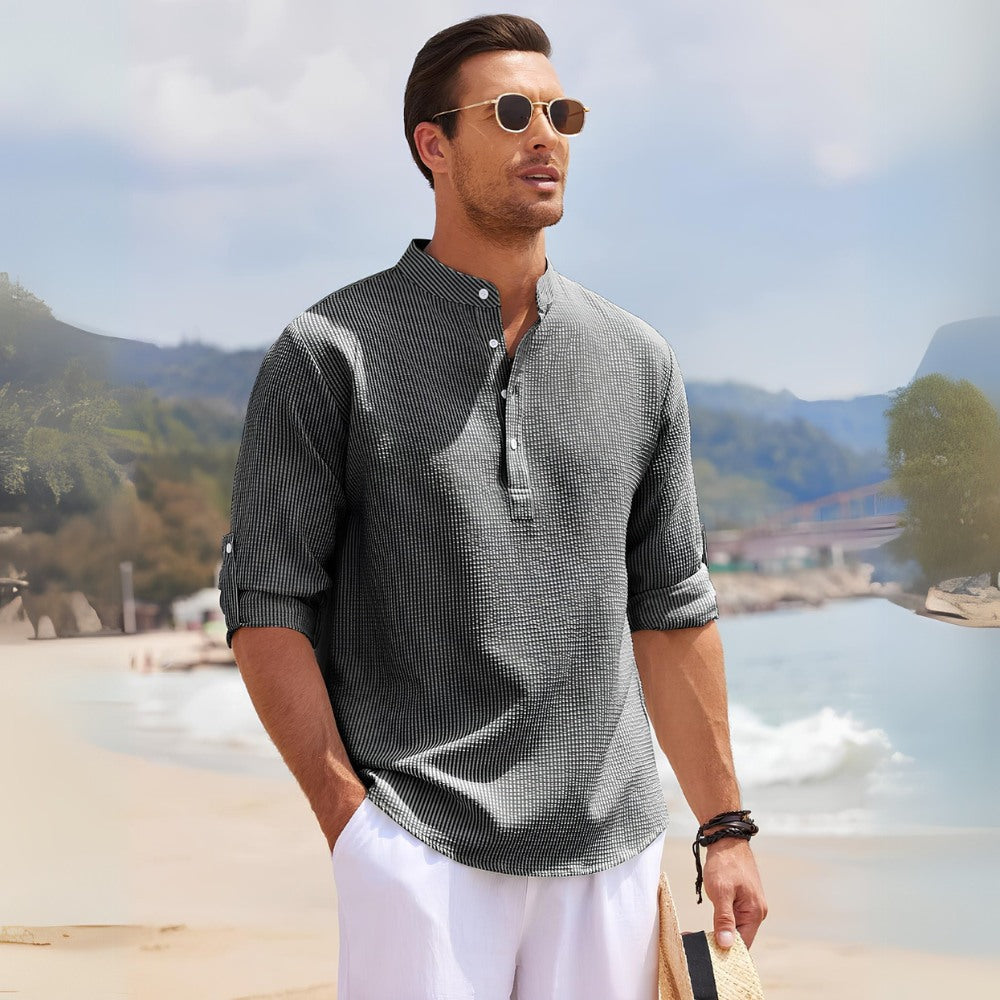 Camisa de Cuello Mao para Hombre Old Money Ascot