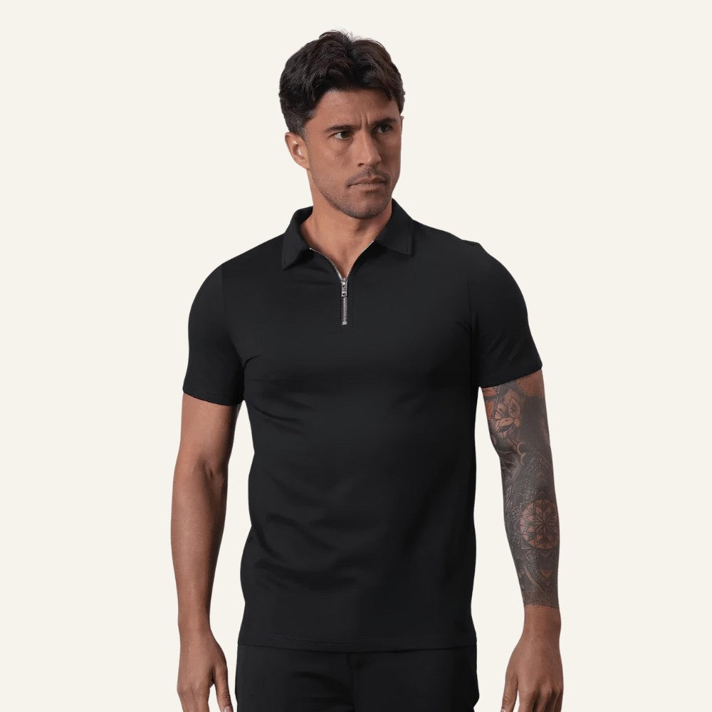Camisa Polo Elegante para Hombre con Medio Cierre Perion
