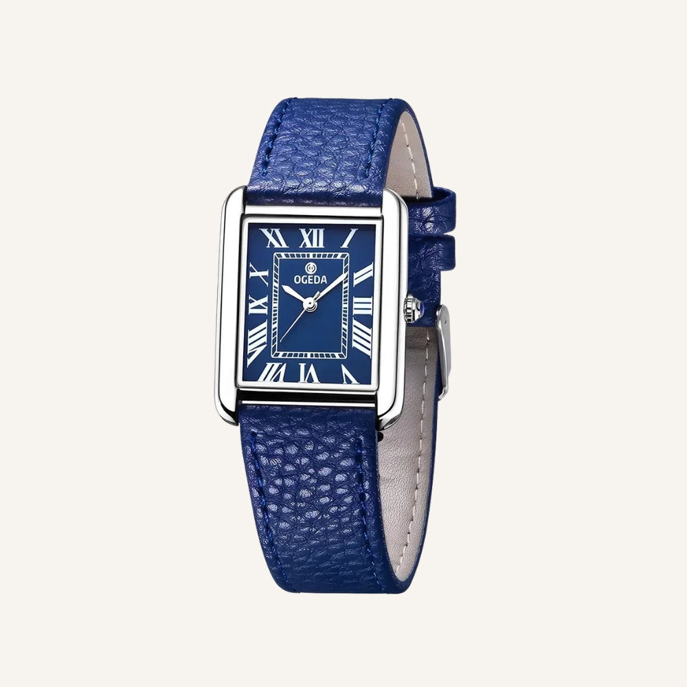 Reloj Rectangular de Cuero para Hombre Raez Atempori Azul