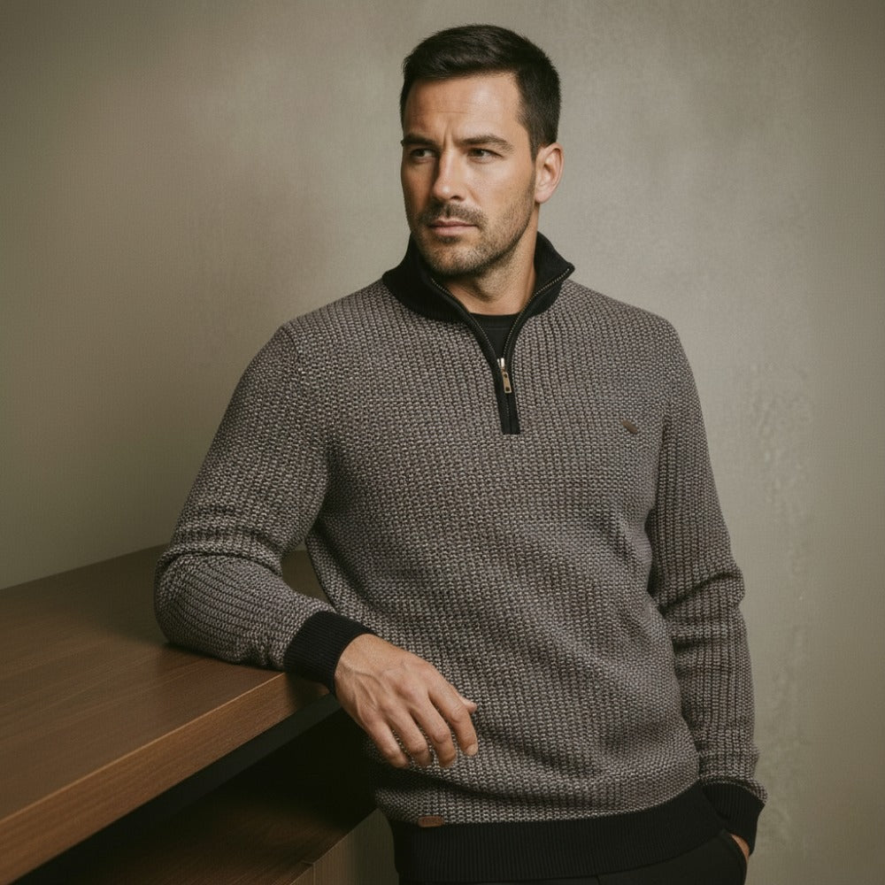 Suéter de Punto con Medio Cierre para Hombre Vaccioni